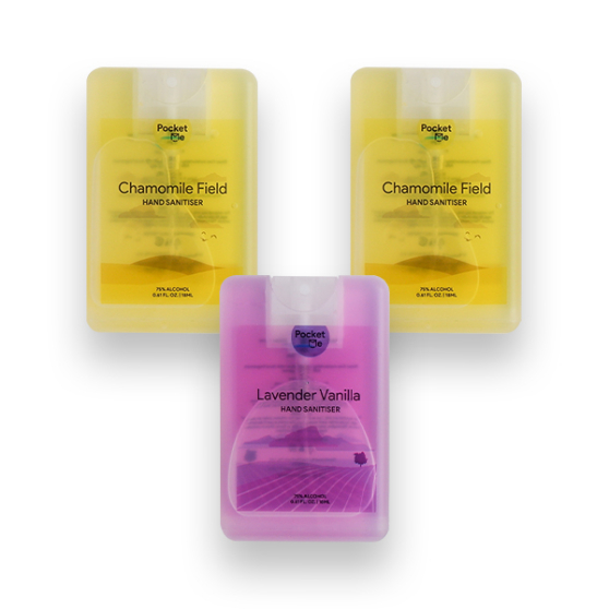 Pocket Me Hand Sanitizer Spray - 2 x  Chamomile Field 18ml + 1 x Lavendar Vanilla 18ml